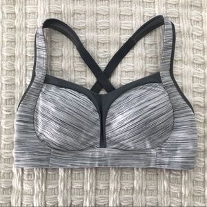 Lululemon grey & white Tata Tamer sports bra